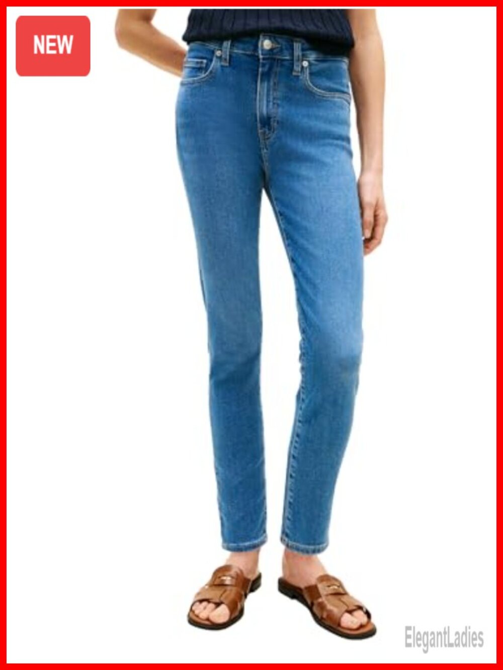 Mid Rise Skinny Jeans with Stretch Cotton Blend Denim